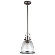 Hobson Medium Single Pendant in Satin Nickel and Seeded Glass Shades - FEISS FE/HOBSON/P/M SN