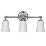 Huguenot Lake 3 Light Bathroom Mirror/Wall Light in Polished Chrome with Opal Glass Shades IP44 - FE/HUGOLAKE3BATH