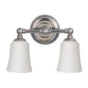 Huguenot Lake Double Bathroom Mirror/Wall Light in Polished Chrome with Opal Glass Shades IP44 - FE/HUGOLAKE2BATH