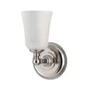 Huguenot Lake Single Bathroom Wall Light in Polished Chrome with an Opal Glass Shade IP44 - FE/HUGOLAKE1BATH