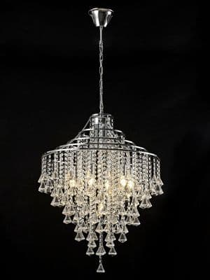 Ince 7 Light Pendant in Polished Chrome and Crystal Decoration