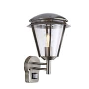 Inova Outdoor PIR Wall lantern in Brushed Stainless Steel with a Clear Lens IP44 - SAXBY 49945