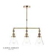 Isaac 3 Light Bar Pendant in Antique Brass with Clear Glass Shades - LAURA ASHLEY LA3688629-Q