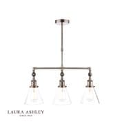 Isaac 3 Light Bar Pendant in Satin Nickel with Clear Glass Shades - LAURA ASHLEY LA3650343-Q