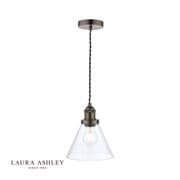 Isaac Mini Pendant in Industrial Nickel with a Clear Glass Shade - LAURA ASHLEY LA3742245-Q