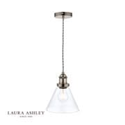 Isaac Mini Pendant in Satin Nickel with a Clear Glass Shade - LAURA ASHLEY LA3727729-Q