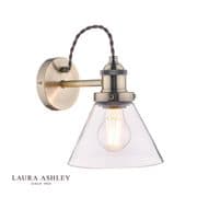 Isaac Wall Light in Antique Brass with a Clear Glass Shade - LAURA ASHLEY LA3727742-Q
