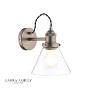 Isaac Wall Light in Industrial Nickel with a Clear Glass Shade - LAURA ASHLEY LA3742277-Q