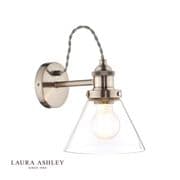 Isaac Wall Light in Satin Nickel with a Clear Glass Shade - LAURA ASHLEY LA3727741-Q