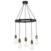 Ivan 5 Light Cluster Pendant in Black with Aged Brass Detail - där IVA0531