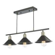 Jalen 3 Light Pendant in Graphite with Antique Brass Accents - där JAL0361