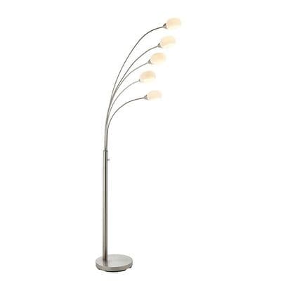 Jaspa 5 Light LED Floor Lamp in Satin Nickel with White Glass Shades - ENDON 76568