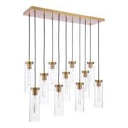 Jodelle 11 Light Bar Pendant in a Bronze Finish with Clear Ribbed Glass Shades - där JOD4863