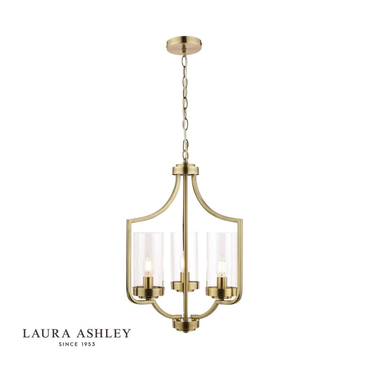 Joseph 3 Light Fitting in Antique Brass with Glass Shades - Laura ...
