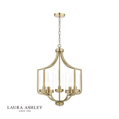 Joseph 5 Light Fitting in Antique Brass with Glass Shades - Laura Ashley LA3713708-Q