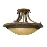 Kelham Hall Semi-Flush Fitting in a Gold/Bronze Finish with an India Scavo Glass Shade - FEISS FE/KELHALL/SF