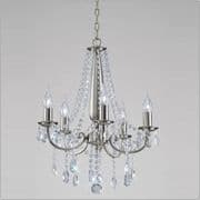 Kerridge 5 Light Fitting in Satin Nickel and Crystal