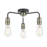 Kiefer 3 Light Fitting in a Matt Black and Antique Brass - där KIE5322