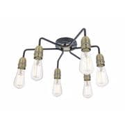 Kiefer 6 Light Fitting in a Matt Black and Antique Brass - där KIE0622