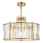 Kiran 5 Light Fitting in a Natural Brass Finish with Faceted Glass Decoration - där KIR0535