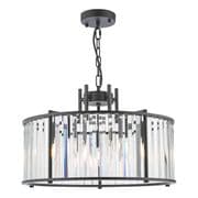 Kiran 5 Light Fitting in a Satin Black Finish with Faceted Glass Decoration - där KIR0522