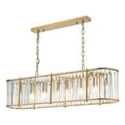 Kiran 7 Light Fitting in a Natural Brass Finish with Faceted Glass Decoration - där KIR3435