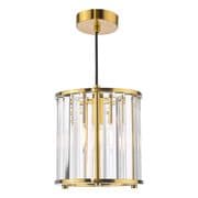 Kiran Single Pendant in a Natural Brass Finish with Faceted Glass Decoration - där KIR0135