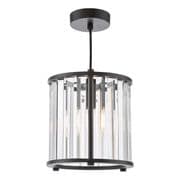 Kiran Single Pendant in a Satin Black Finish with Faceted Glass Decoration - där KIR0122