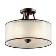Lacey 3 Light Semi-Flush in Bronze with a Mesh Shade and Opal Inner Glass - KICHLER KL/LACEY/SF/MB