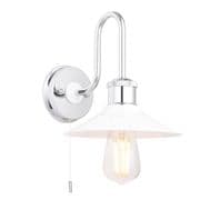Lacq Classic Style Bathroom Wall Light in Polished Chrome with a White Gloss Shade, Switched IP44