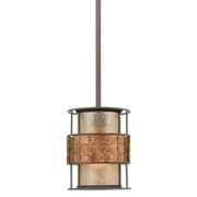 Laguna Mini Pendant in Copper with a Mica Shade and Mosaic Detail - QUOIZEL QZ/LAGUNA/MP