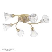 Lanton 6 Light Fitting in Matt Antique Brass with Ribbed Glass Shades - Laura Ashley LA3756593-Q