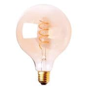 Large Globe 125mm 4W ES (E27) LED 1800k Vintage Spiral Filament Bulb Amber Glass
