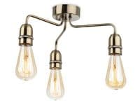 Lathbury 3 Light Vintage Industrial Fitting in an Antique Brass Finish