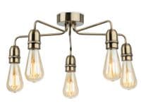 Lathbury 5 Light Vintage Industrial Fitting in an Antique Brass Finish