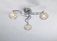 Ledsham 3 Light in Polished Chrome with Crystal Shades and Decoration