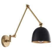 Lehal Adjustable Swing Arms Wall Light in Matt Antique Brass and Black - ENDON 93142