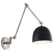 Lehal Adjustable Swing Arms Wall Light in Polished Chrome and Black - ENDON 93431