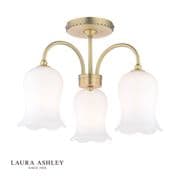 Lidsell 3 Light Fitting in Antique Brass with Opal Glass Shades - LAURA ASHLEY LA3756648-Q