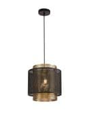 Lonk Large Single Pendant in a Matt Black and Satin Gold Finish