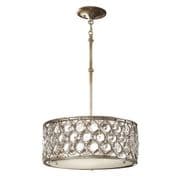 Lucia 2 Light Pendant Chandelier in Burnished Silver with a Linen Inner Shade and Glass Diffuser - FEISS FE/LUCIA/B
