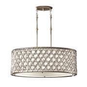 Lucia 3 Light Pendant Chandelier in Burnished Silver with a Linen Inner Shade and Glass Diffuser - FEISS FE/LUCIA/P/A