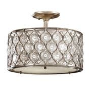 Lucia 3 Light Semi-Flush in Burnished Silver with a Linen Inner Shade and Glass Diffuser - FEISS FE/LUCIA/SF