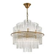 Lukas 13 Light Pendant in a Brushed Antique Gold Finish with Tiered Glass Rods - där LUK1735