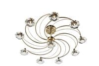 Luther 10 Light Fitting in Antique Brass with Crystal Shades - där LUT2375