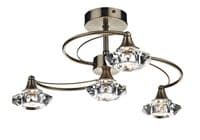 Luther 4 Light Fitting in Antique Brass with Crystal Glass Shadesd - där LUT0475