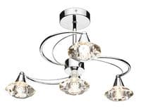 Luther 4 Light Fitting in Polished Chrome with Crystal Glass Shades - där LUT0450