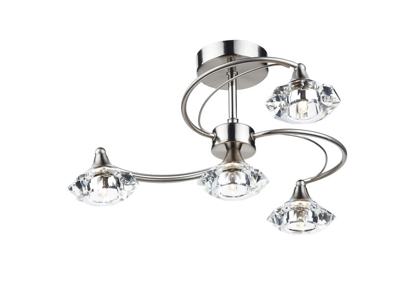 Luther 4 Light in Satin Chrome with Crystal Glass Shades - där LUT0446