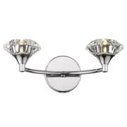 Luther Double Wall Light in Polished Chrome with Crystal Glass Shades, Switched - där LUT0950