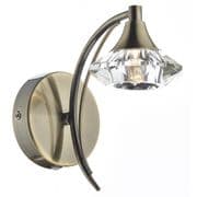 Luther Single Wall Light in Antique Brass with a Crystal Glass Shade, Switched - där LUT0775